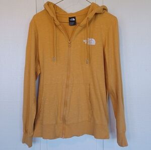 North Face Hoodie Sweatshirt Woman's Mustard Yellow Size Large Long Sleeves Zip